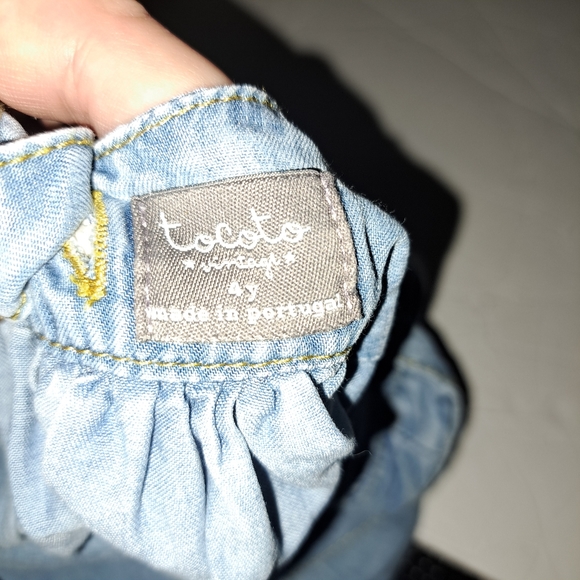 Tocoto Vintage Girls Summer Denim Dress Pinafore 4 - Picture 2 of 2